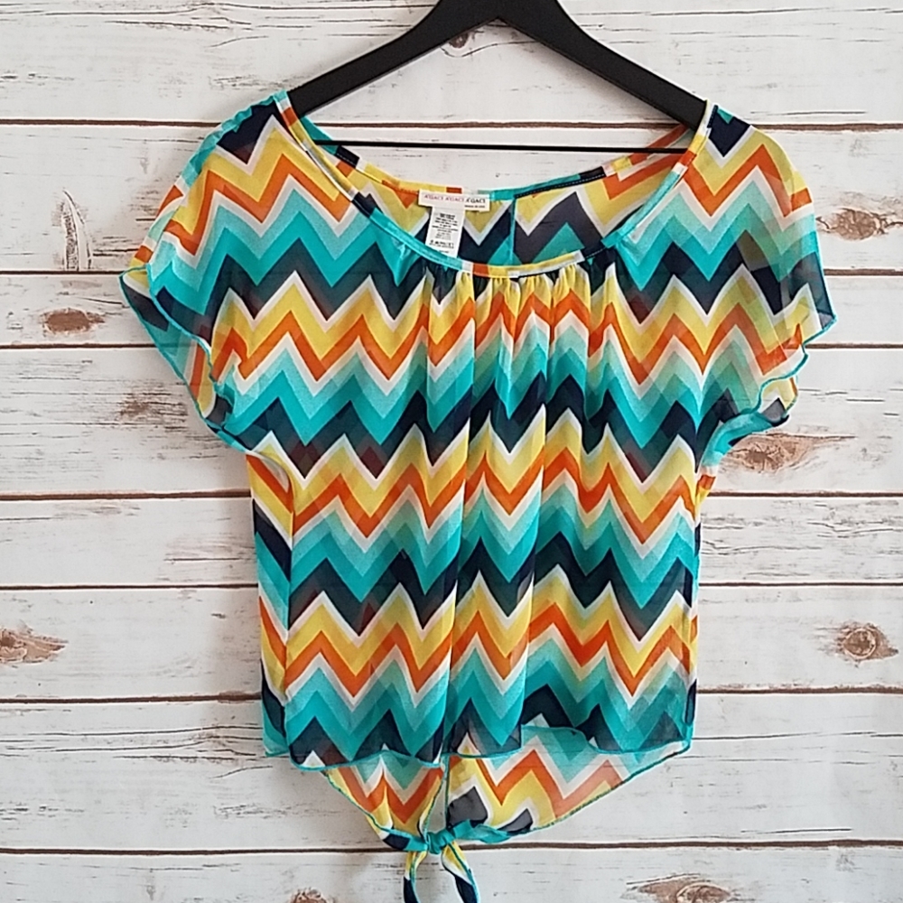 5/$30 🎀 A'Gaci | Sheer Chevron Gypsy Boho Crop Top